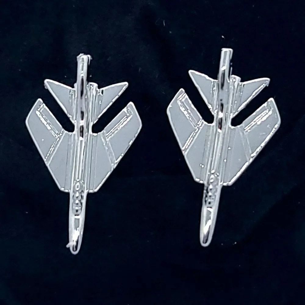 Men's Fighter Jet Silver Cufflinks Tuxedo Formal Aviation Pilot Airplane Plane